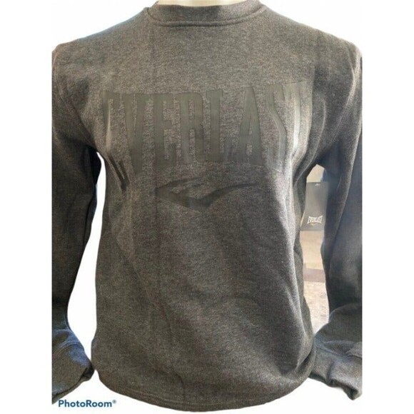 men workout sweatshirt Everlast Mens crewneck Sweatshirt Gray Pullover top New - Picture 5 of 12